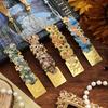 1pc Van Gogh Inspired Golden Hollow Metal Bookmark Artistic Oil Painting Design with Tassel, 8 Unique Window Shapes for Book Lovers