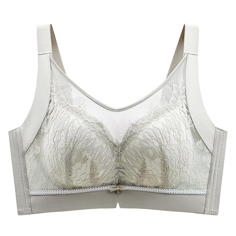Lace Bandeau Breathable Thin Adjustable Large Cup Bra CD