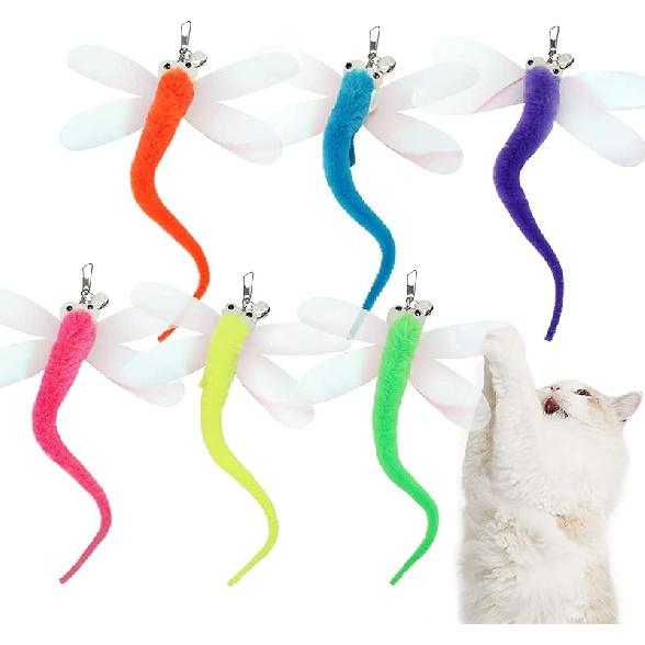 Cat ect Feather Toys Replacement Cat Toy Wand Refills, 6 Pieces Natural ect Cat Toy Feathers Refill, Interactive Cat Teaser Wand Attachments, with