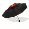 1pc Snowman Pattern Automatic Opening/Closing Folding Umbrella with 50 Ribs, Plastic Handle, Windproof Portable Sunshade Umbrella Halloween