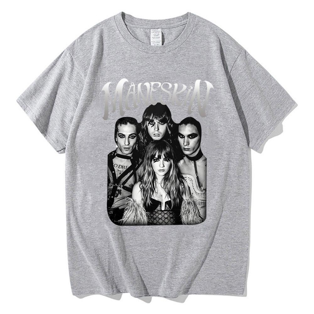 Italian Rock Band Maneskin World Tour T-shirt Fashion Gothic Retro Men Women Loose Short Sleeve Casual T Shirts
