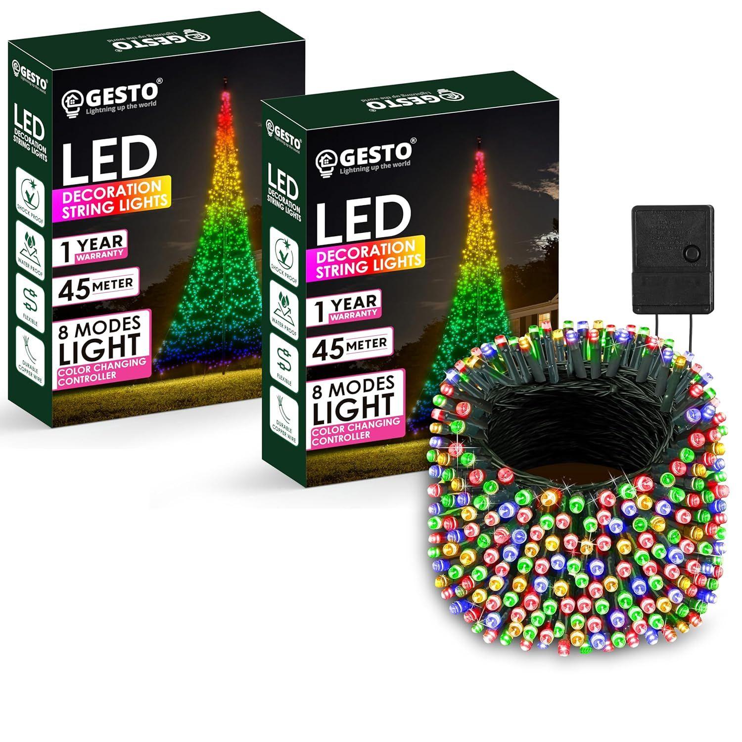 

Multicolor Led Serial String Lights – 8 Modes Changing Controller, Waterproof Fairy Lights for Home, Christmas, Deepawali & Diwali Decoration (45 Meter | Pack of 2)