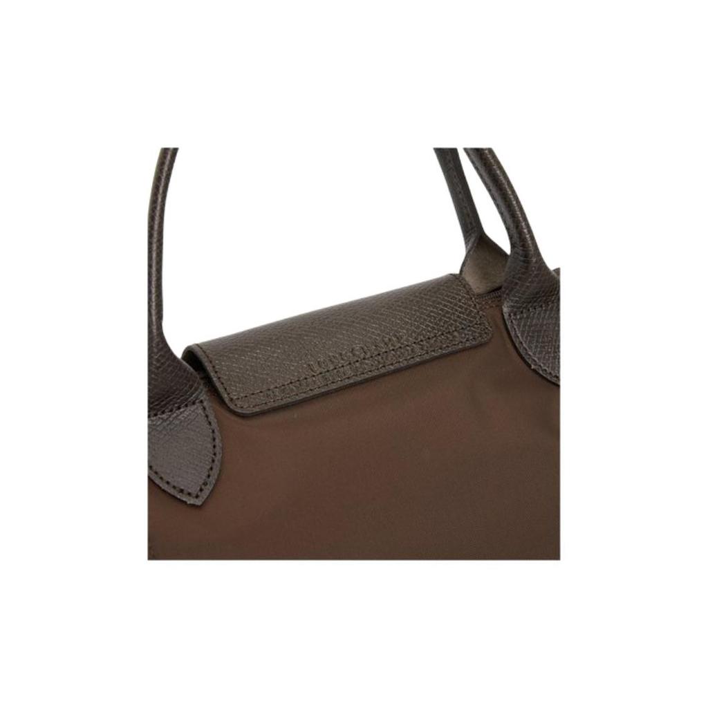 Longchamp Le Pliage Green Logo Kontrastdesign Nylon Knödel-Tragetasche Medium Damen-Tragetaschen Mokka-Braun 1623919002