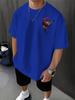 Men's Summer Floral T-Shirt - Mustard-Yellow with Black/Red Roses - Loose Fit Casual Everyday Shirt