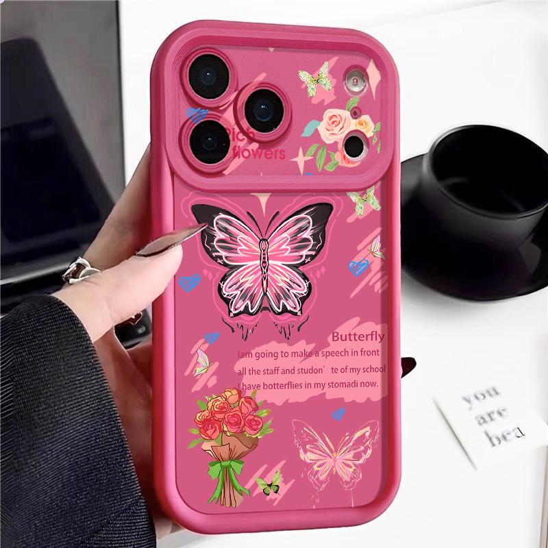 Shockproof Phone Case For iPhone 17 Pro Max Case iPhone 16 15 14 13 Pro Max 11 17e 16e Colorful Butterfly Print Soft Silicone Bumper Cover