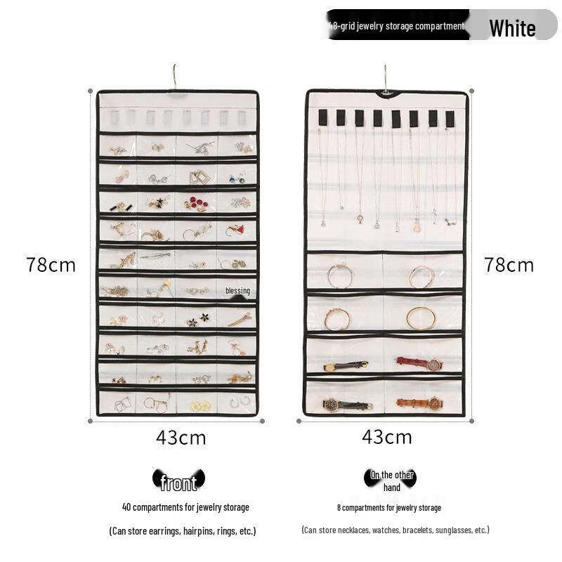 Double-Sided Hanging Jewelry Organizer Bag белый