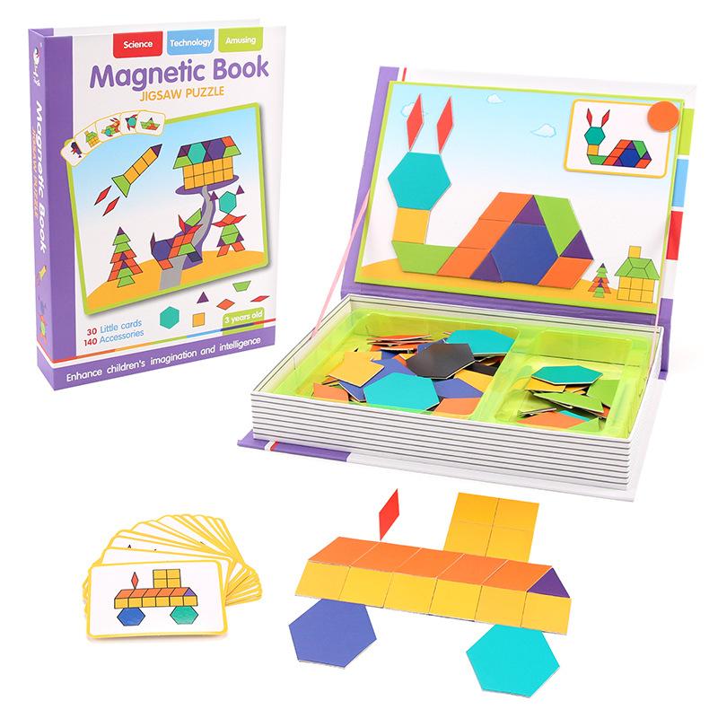 Funny Children's Intelligent Magnetic Book 3D Cartoon Puzzles Jigsaw Brain Training Game Educational Toys for Kids Gift Xmas Toy