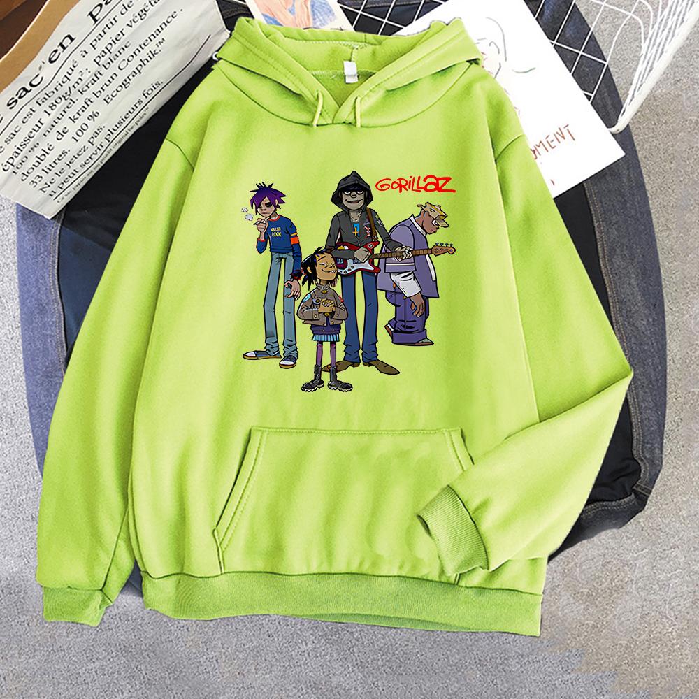 Spring Music Gorillaz Hoodie Tops Women's Streetwear Hip-Hop Clothes Costumes Men Hoodies Oversize Sweatshirts Hat Clothing Tops
