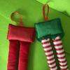 Soft Christmas Elf Legs Hanging Ornament Fireplace Mantel Decoration  Home Holiday Party Decor