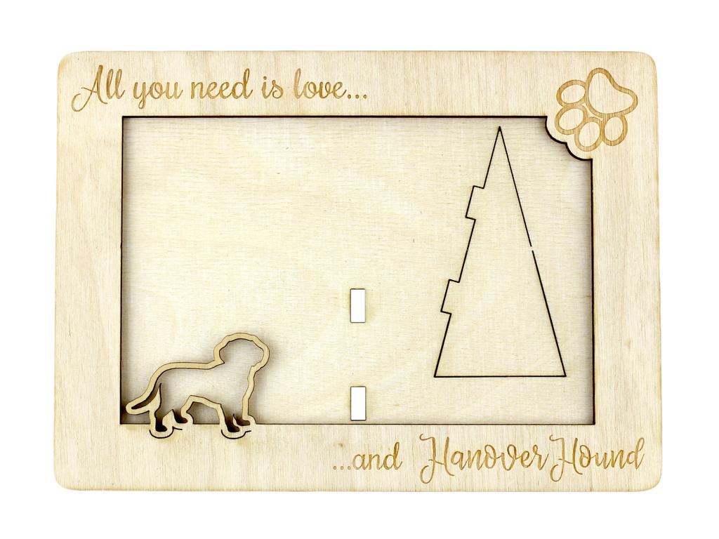 Hanoverian Hound, Hanover Hound, Hanoverian Scenthound – Photo frame, engraved wooden frame | Art-Dog