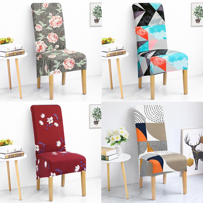 Fashion Printed Long Back Chair Cover Stretch High Back Big Size Cover Chairs Dining Chairs Covers For Kitchen Home Decoration