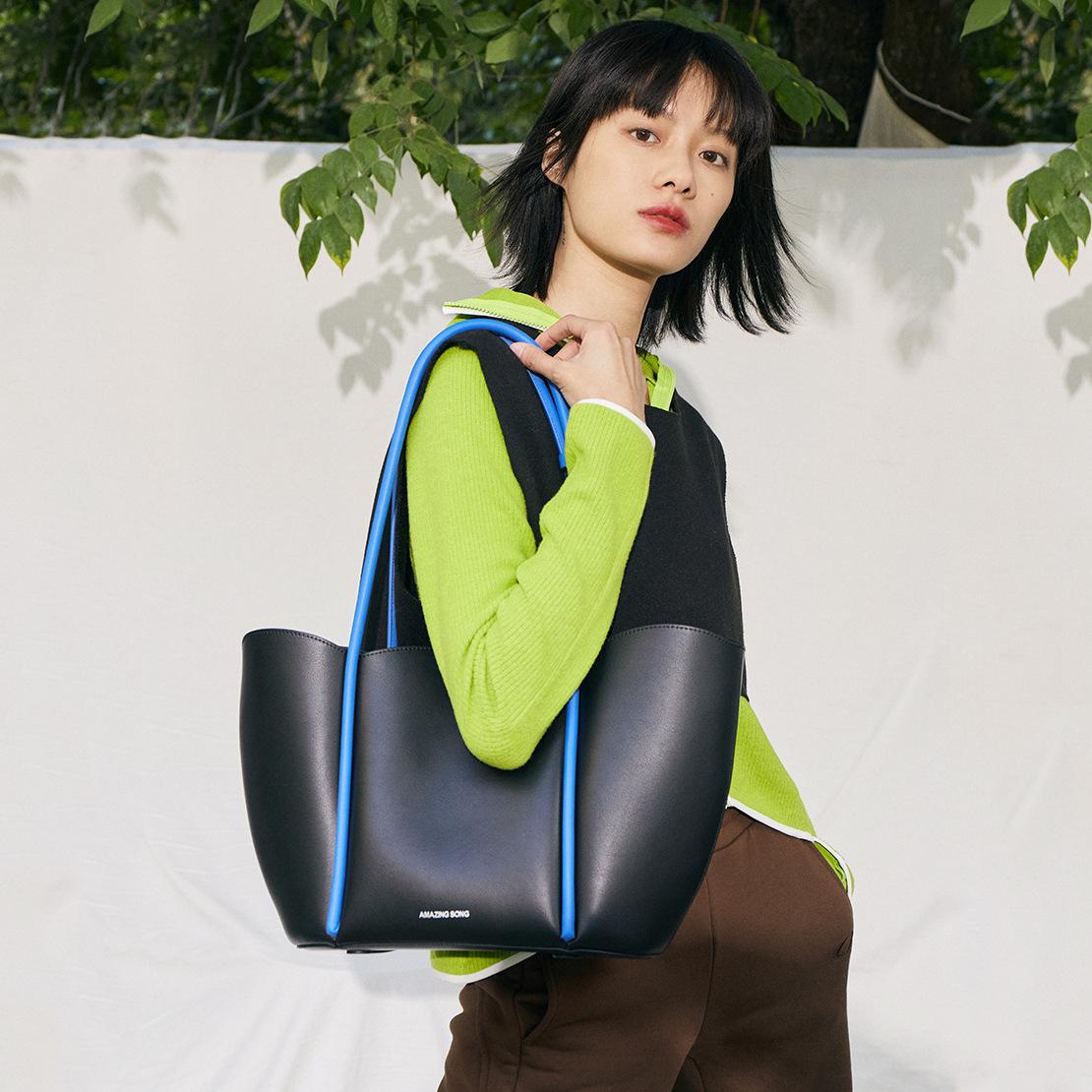 

Нишевая дизайнерская сумка-тоут с лепестками, кожаная сумка через плечо, большая вместимость, повседневная сумка 29X12.5X26cm