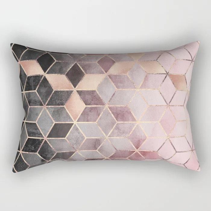 Geometric Letter Peach Leather Velvet Pillowcase Office Car Pillowcase