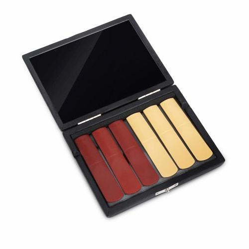 bizofft Wooden Saxophone Reed Case, Waterproof, Easy to Clean with 6 Reed Slots, PU Leather Cover for Home Saxophone