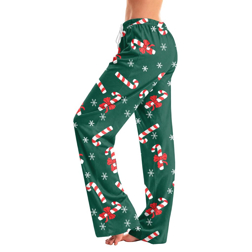 Pantaloni da Donna con Stampa Natalizia, con e Senza Tasche, Pigiami Casual per la Casa