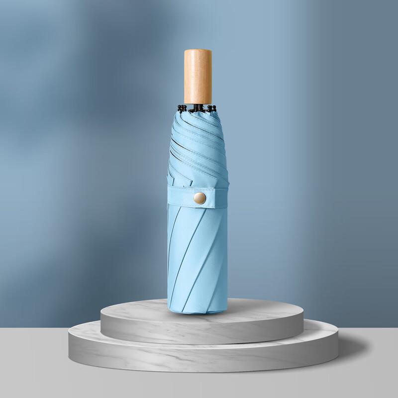 XuQing Windproof UV Protection Umbrella with Solid Wood Handle