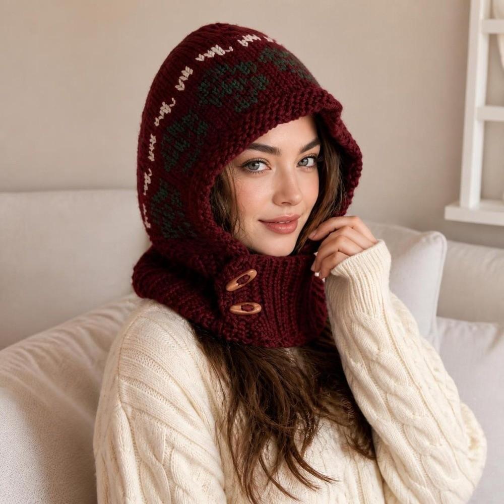 Ear Protection Knit Balaclava Warm Hooded Beanie New Korean Balaclava Hat Women Girl