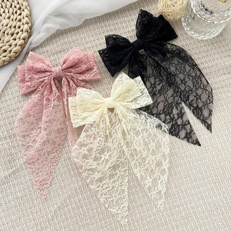 1Pcs Sweet Lovely Princess Style Hairpin  Tailcoat Lace Bow Hair Clip Girl Romantic Wedding Season Headwear Gift
