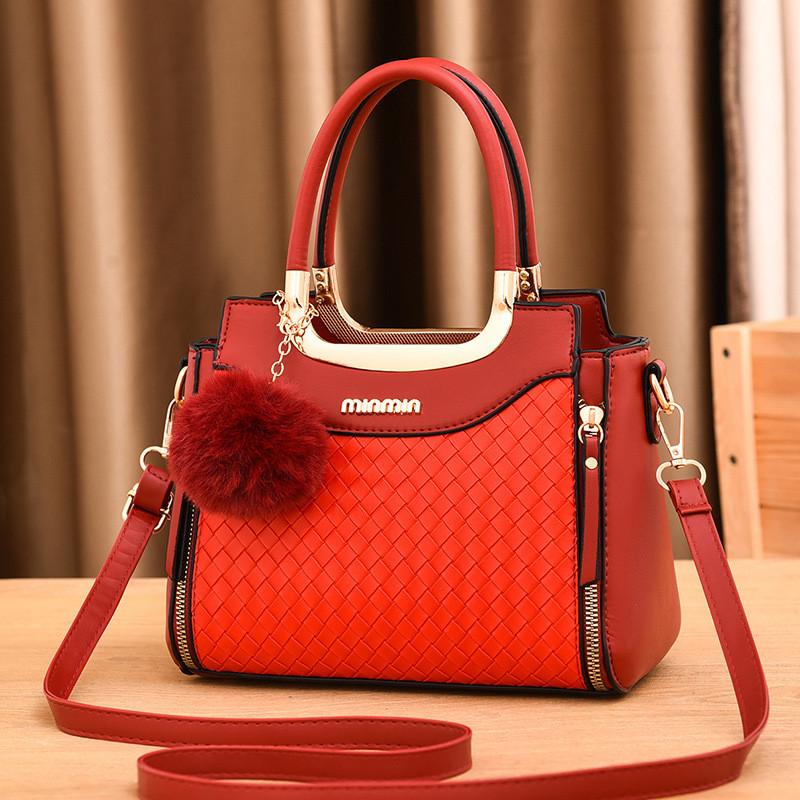 Stylish Medium Sized Womens Woven Handbag In Black Red Blue Beige Gray Yellow For Everyday Use