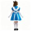 Kids Alice In Wonderland Cosplay Costume Set - Black Maid Dress With Apron Bow Hairband Stockings Halloween Party Performance