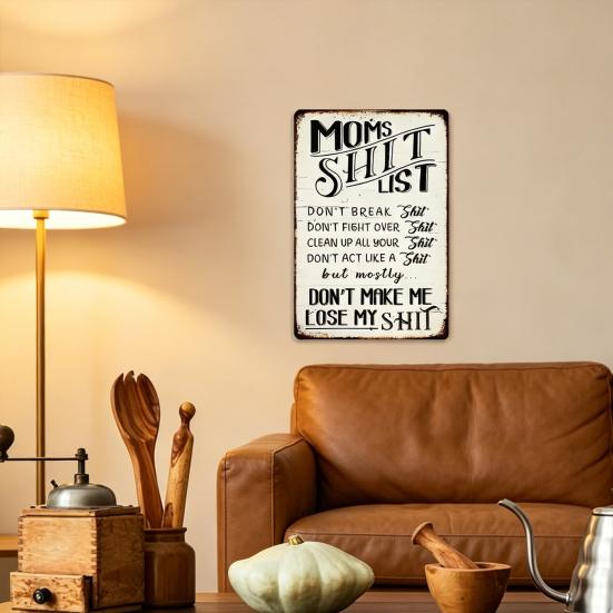 Retro Metal Sign Funny Moms Shit List/Chicken Butt/Welcome To Mimi's Place Poster Sign Vintage Farmhouse Wall Decor for Garden Yard Bar Porch Home