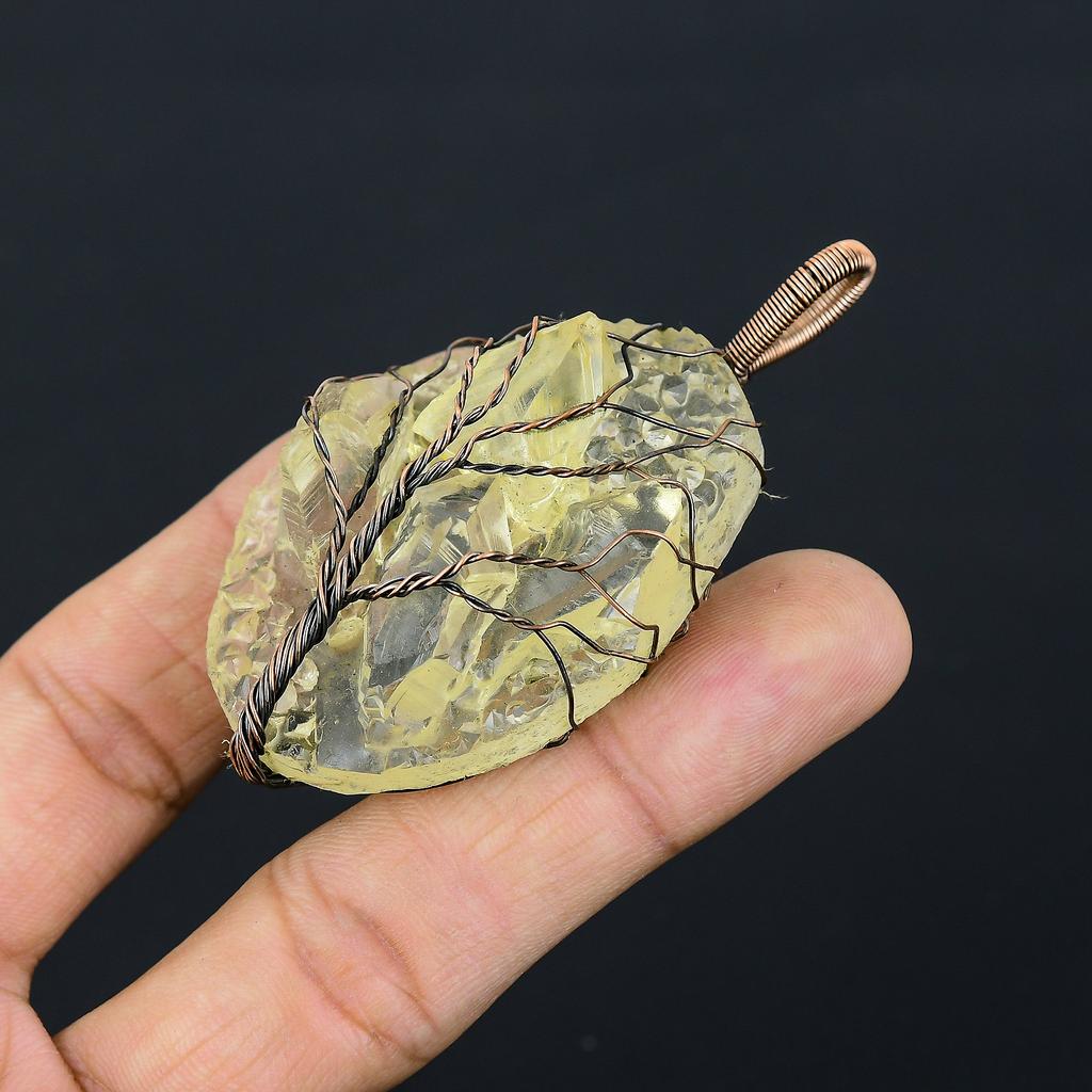 Cuarț natural dur, piatră prețioasă din sârmă de cupru, 2,76" s5T43