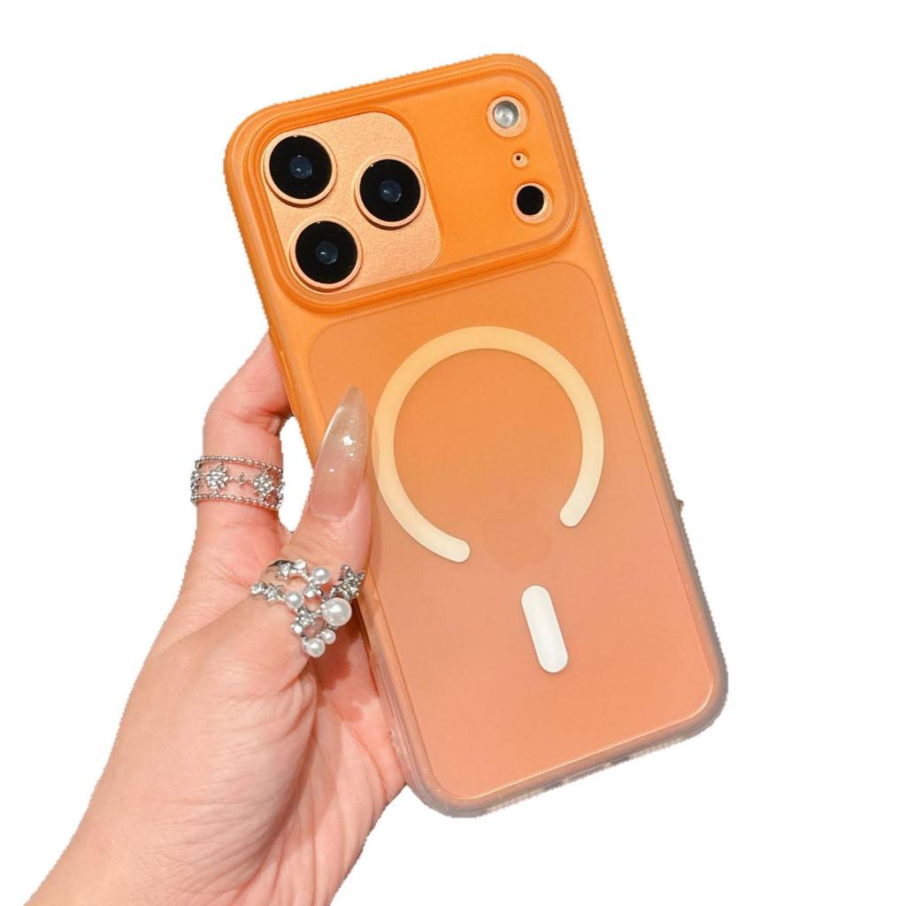 Solid Gradient Magnetic Phone Case for iPhone 17 Pro/16 Pro/15 Plus - Lightweight Semi-Transparent Frosted Design