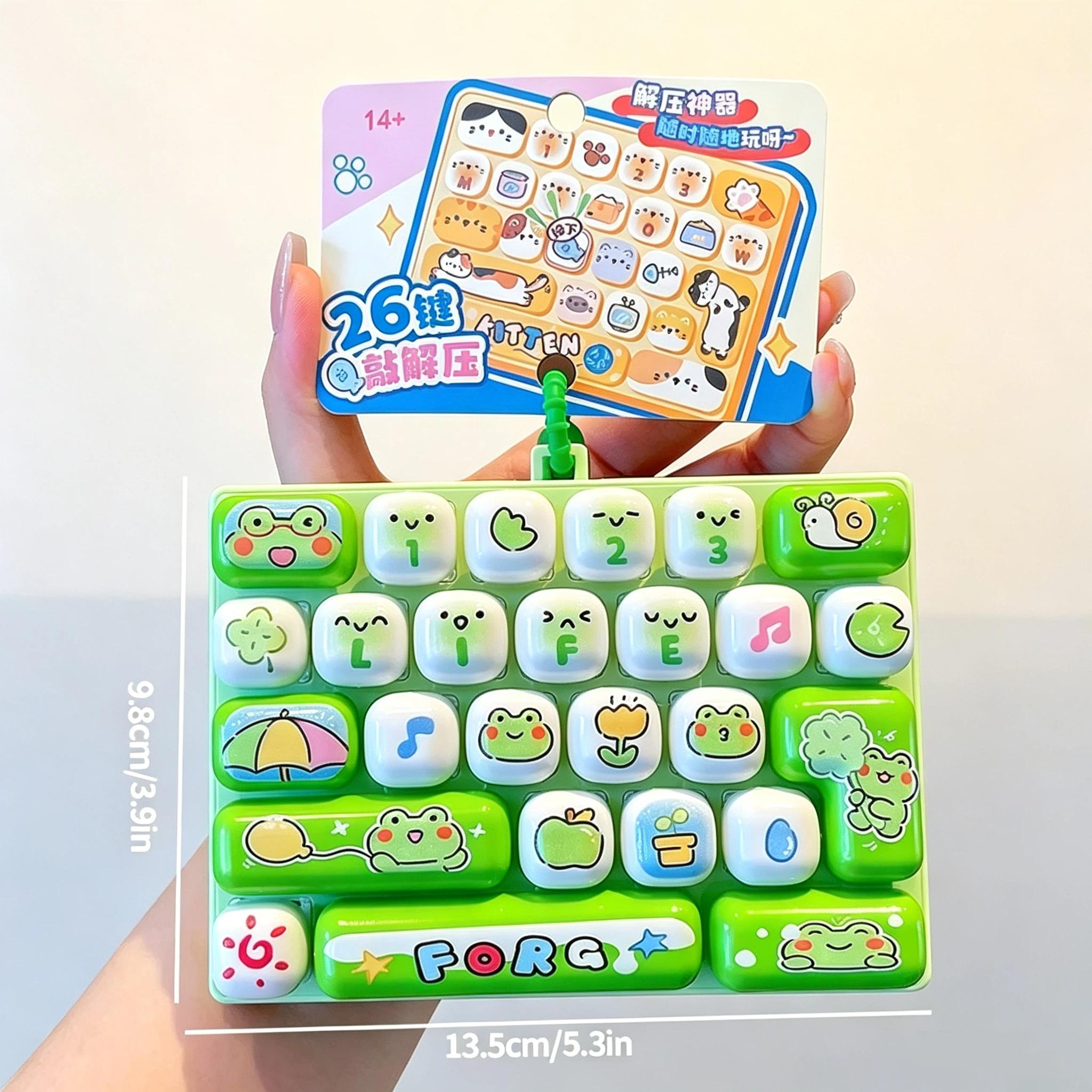 Mini Drukbaar Toetsenbord Stressverlichter Fidget Speelgoed Schattige Dierpatronen Kinderen Cadeaus Tas Hanger ABS Draagbaar Valbestendig