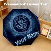 8 Rib Auto Folding Umbrella Manchester City Print Custom Name Text Portable Rain Gear