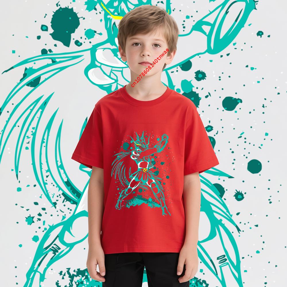 Saint Seiya Dragon Shiryu Impression Anime T-shirt Enfant 100% Coton Garçons Filles Unisexe Dessin Animé T-shirt Doux Confortable Haut à Manches Courtes
