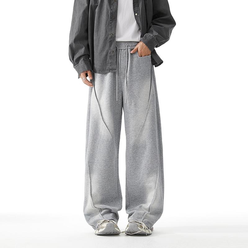 

Повседневные брюки в американском стиле из плотной ткани, мужские спортивные брюки Cleanfit Design на весну и осень, свободные универсальные брюки с драпировкой 3XL серый