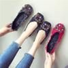 Autumn Fashionable All-match Rhinestone Square Buckle Square Toe Cloth Flat Heel Single Shoes Women's Soft Sole Moccasins