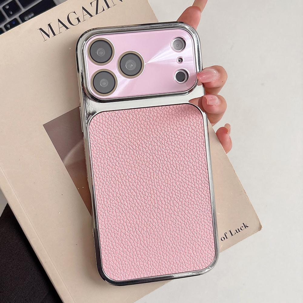 Solid Color Large Window Phone Case For iPhone 17 16 15 14 13 Pro Max Electroplated Soft Shockproof Silicone Cover