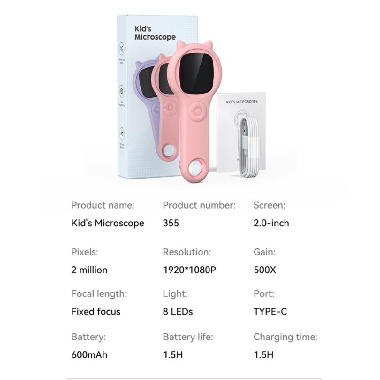 Kid Microscope 500X Handheld Pocket Microscope with LED Light Children Toy Super Lens Science Educational Toy