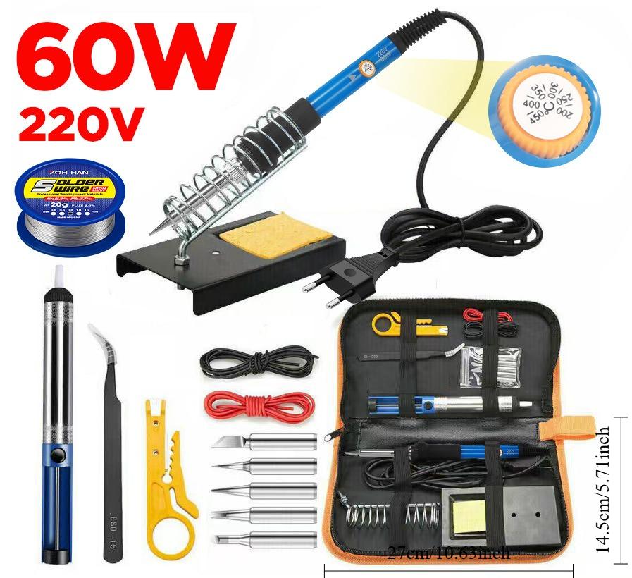 1SET Standard Constant Temperature Electric Soldering Iron Set Adjustable Temperature Belt Switch Electric Welding Pen Maintenance Welding Kit