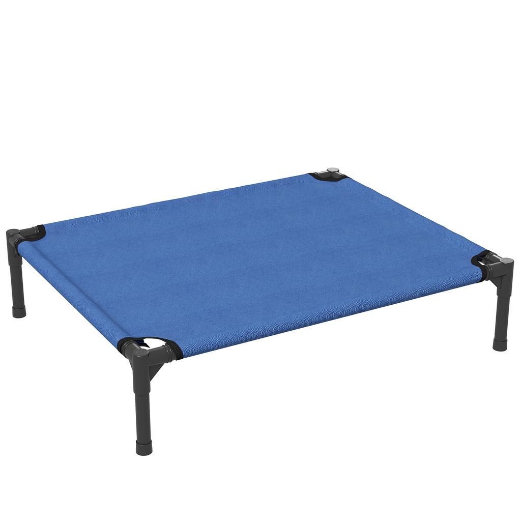 Höjd Hundsäng Katt Upphöjd Lyftbar Bärbar Camping m/ Metallram Blå (Medium)