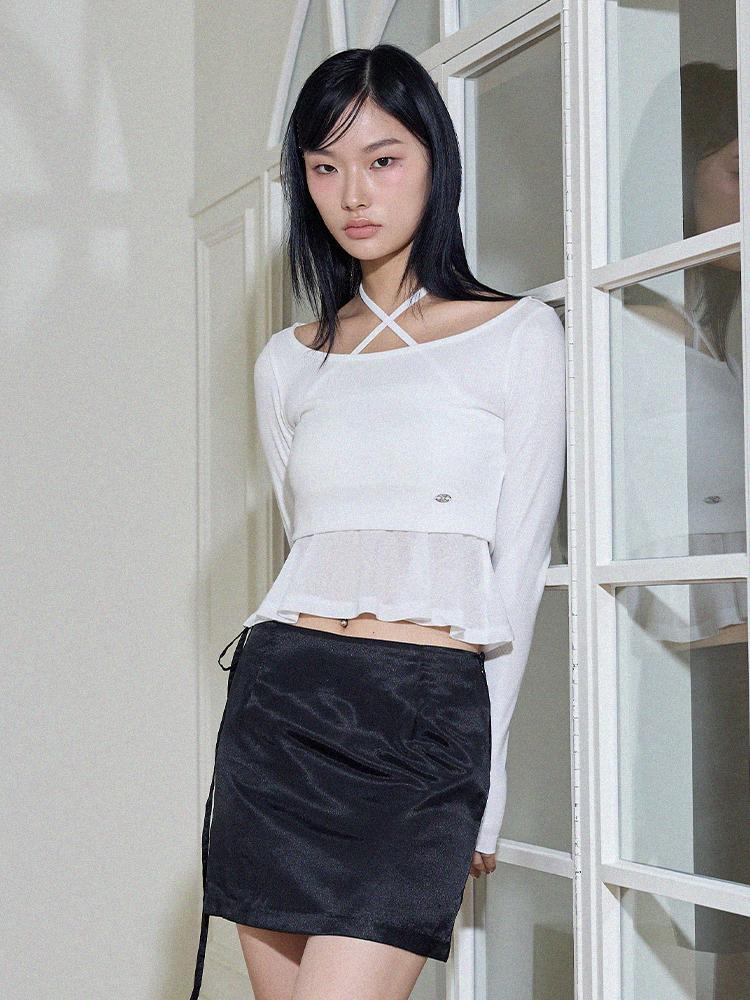 Itove Seoul Layered Crop T-Shirt Wh Free/Wh