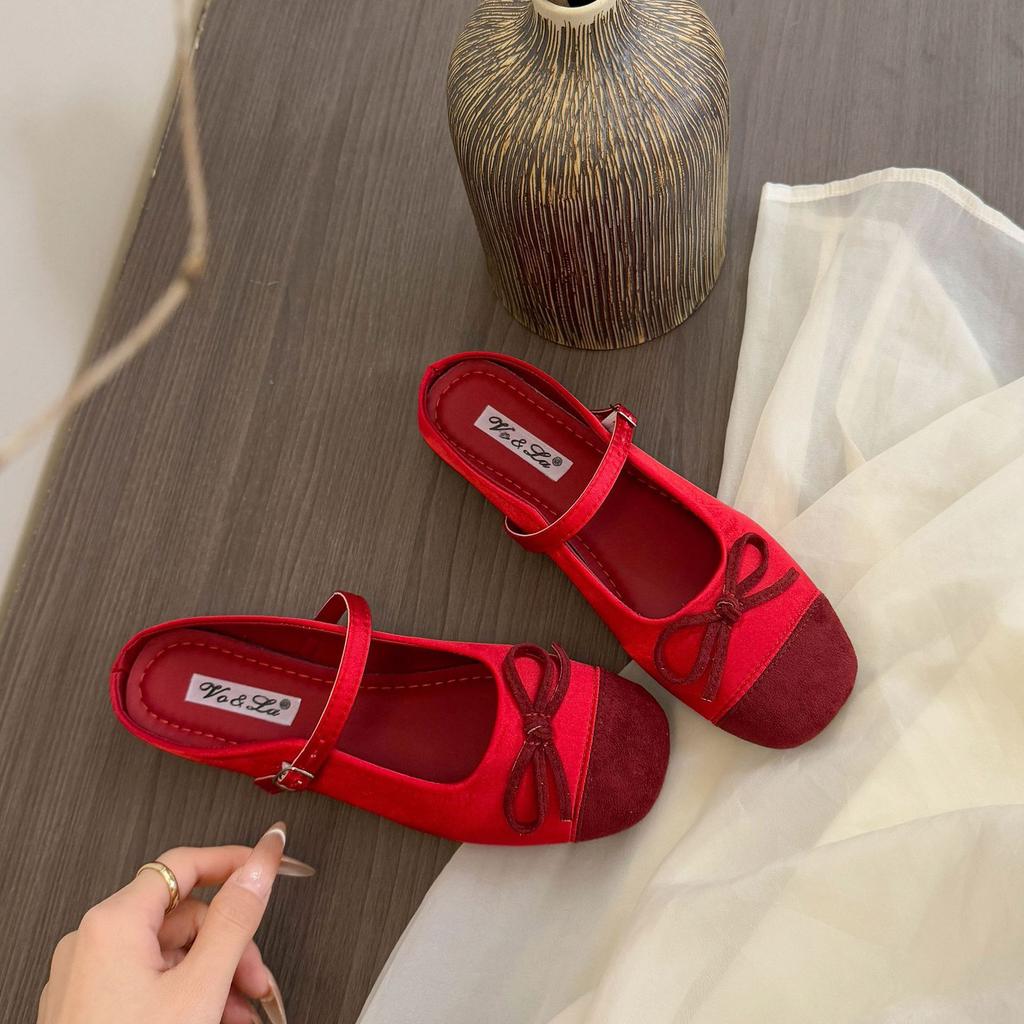 Ballet Half Slippers Spring and Summer New Bow Fashion Flat Casual Bag Head Slippers Women