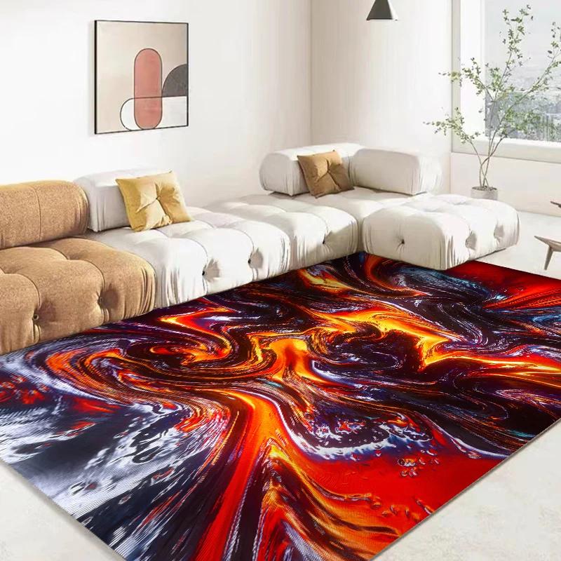 Tappeto Area Vulcanica Magma Lava 3D Tappeto Rosso Grande per Soggiorno Camera da Letto Divano Decorazione Casa Gioco Bambini Tappetino Antiscivolo