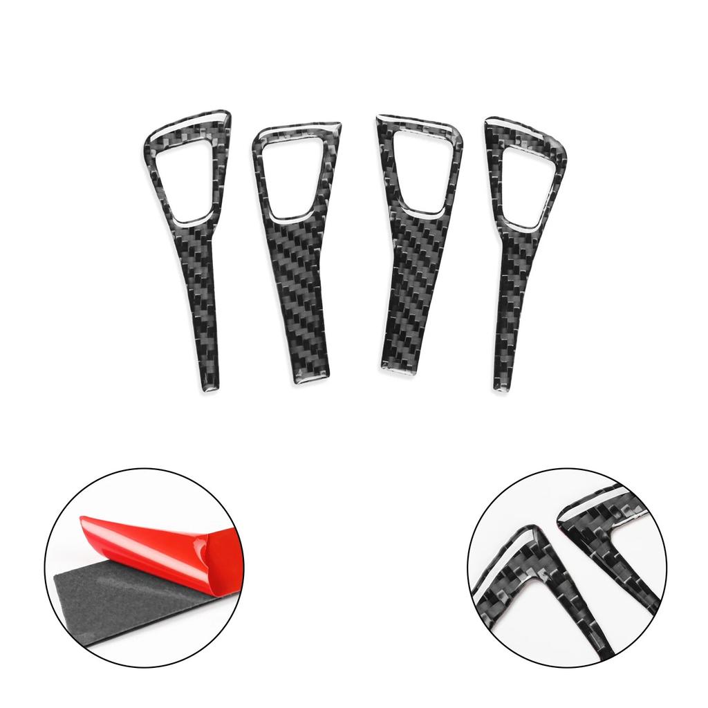 For Tesla Model Y + Model 3 2017-2022 Car Door Switch Button Carbon Fiber Stickers Panel Trim Cover