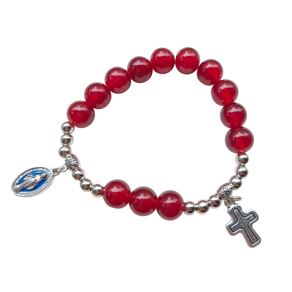 Elegant Crystal Beaded Bracelets Cross Bracelets Stretch Bracelets Rosarys Cross Pendants Bracelets for Daily Wear