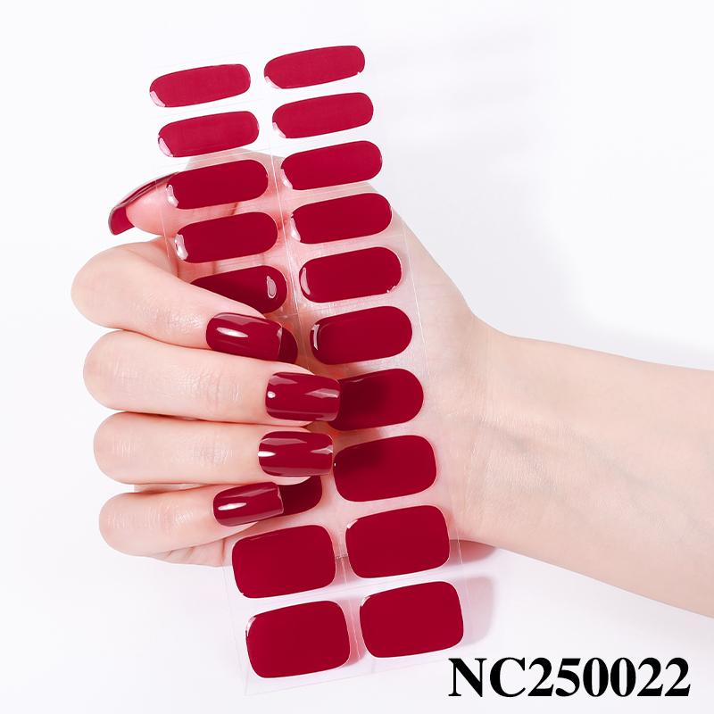 Hot Sell Custom Logo HEMA-Free Gel Polish Nail Stickers New Solid Color Styles Semi Cured Gel Nail Wraps 20 Gel Nail Strips