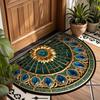 Retro Semi-circular Floor Mat, Entrance Foyer Carpet, Dirt-resistant and Easy-to-maintain Floor Mat