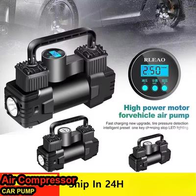 Nový 12V 150PSI Vysoce výkonný hustič pneumatik s manometrem Dvouválcový Vysoký výkon Přenosný Kovový Vzduchový Kompresor Pneumatika do auta Vysokotlaká Vzduchová Pumpa