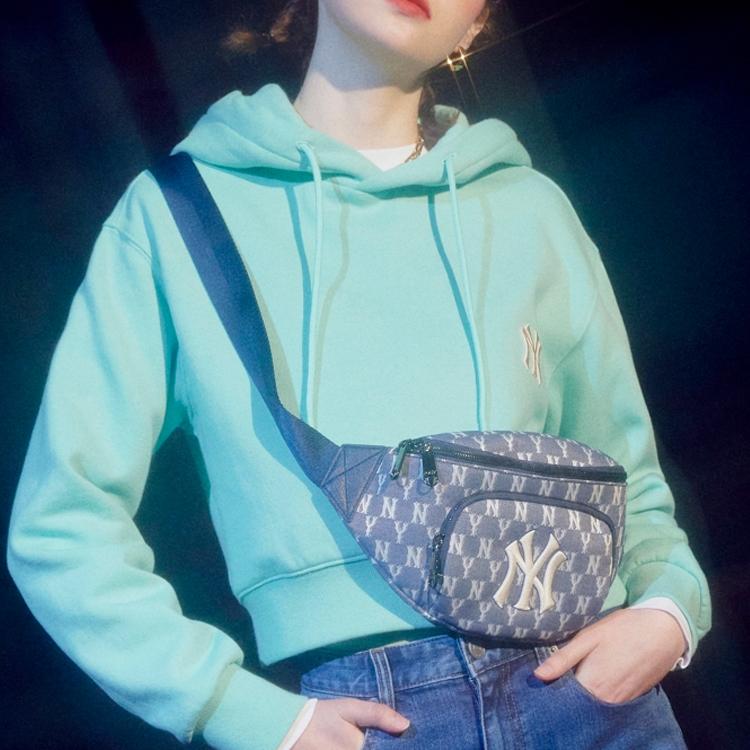 New MLB Monogram Collection Denim Combo Bag One Shoulder Sling Bag Fanny Pack Regular Unisex Denim Denim Blue 32BGCA011-50N