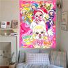 O-Ojamajo D-Doremi Cute Magical Girls Anime Tapestry Pink Kawaii Wall Hanging Aesthetic Room Decor Background Cloth Bedroom Dorm