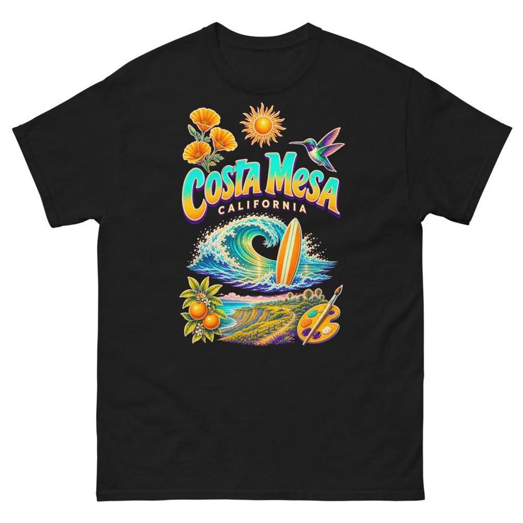 Costa Mesa California T-Shirt Souvenir Tee Beach Surf Art Unisex Travel Keepsake Gift Shirt