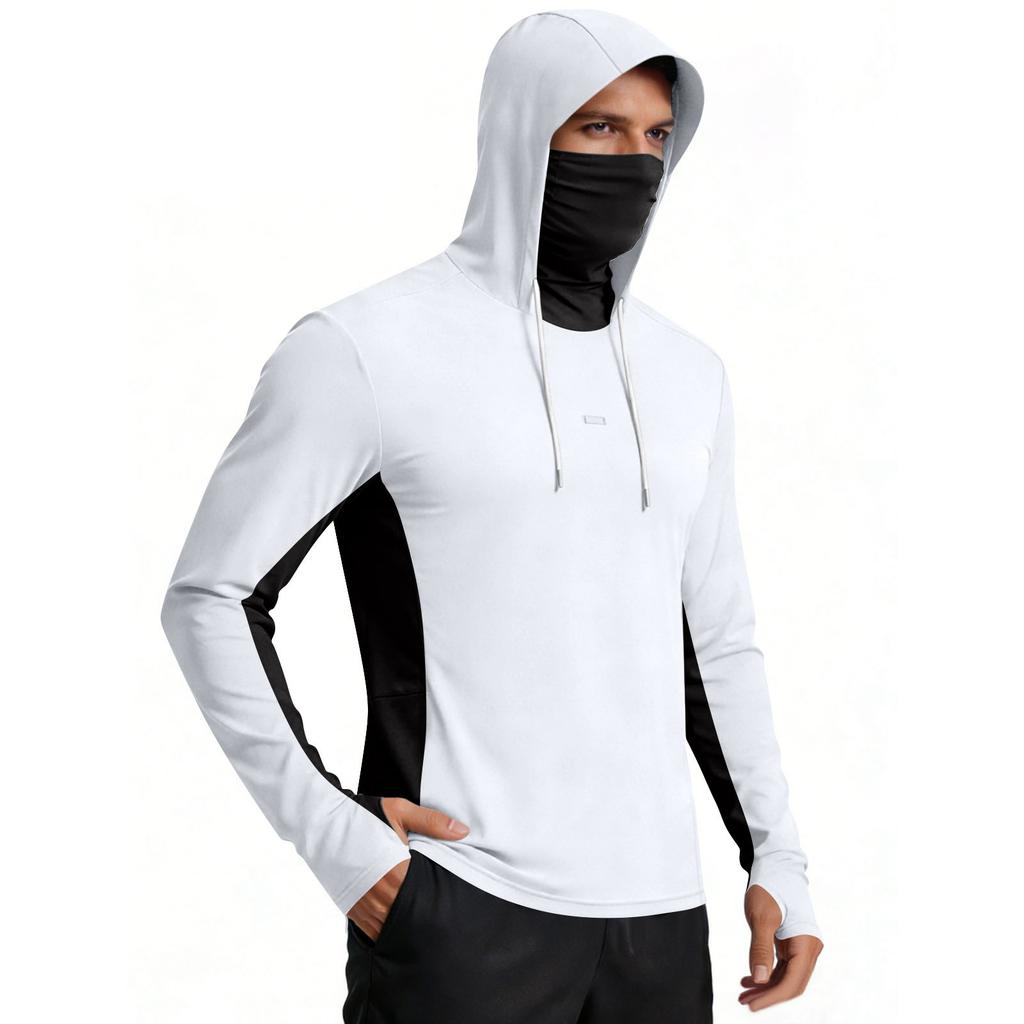 Men's Summer Breathable Quick Dry Hooded Jacket with Face Cover Lightweight Sun for Outdoor Activities