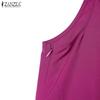 ZANZEA Womens Summer Casual V-Neck Solid Color Sleeveless Dress