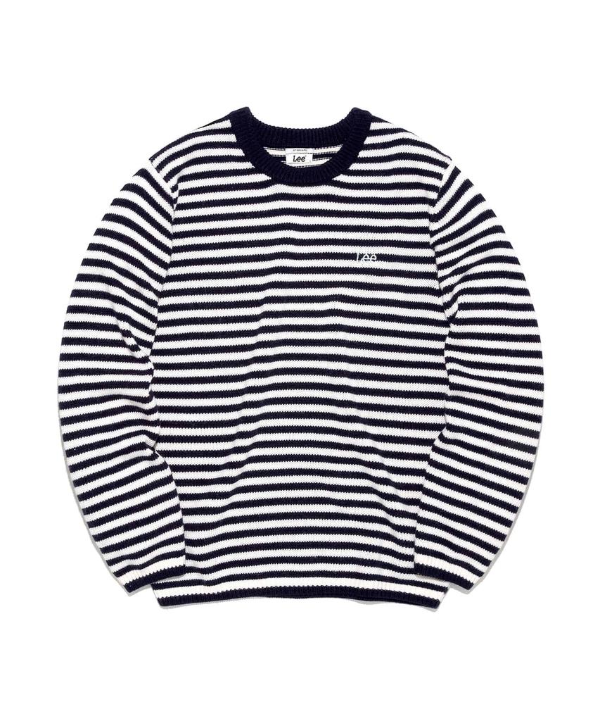 LEE Striped Small Logo Knit Navy